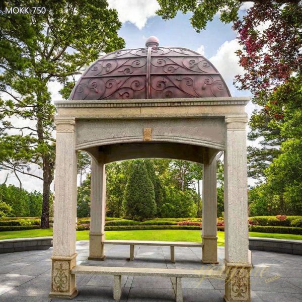 Antique Style Sandstone Gazebo with Metal Hat for Sale MOKK-750