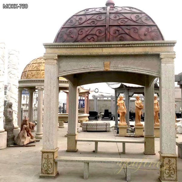 Antique Style Sandstone Gazebo with Metal Hat for Sale MOKK-750