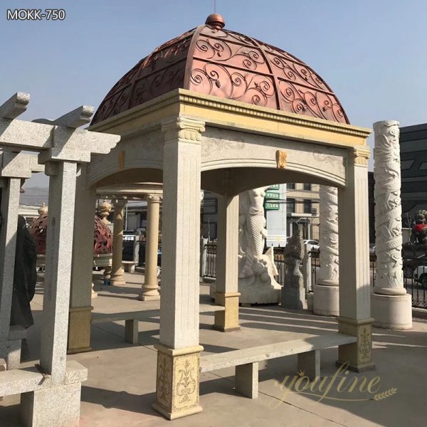 Antique Style Sandstone Gazebo with Metal Hat for Sale MOKK-750