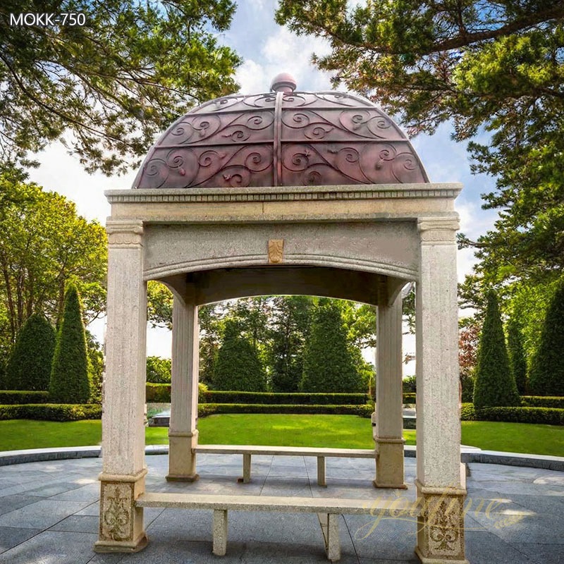 Antique Style Sandstone Gazebo with Metal Hat for Sale MOKK-750