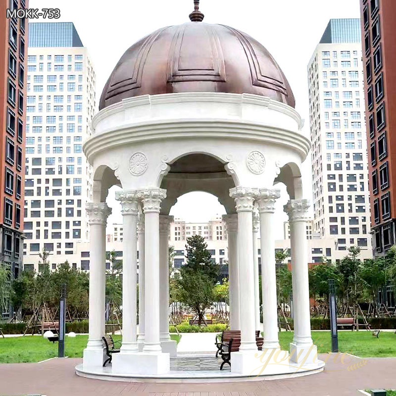 Outdoor Decoration Double Column Marble Gazebo China Factory MOKK-753