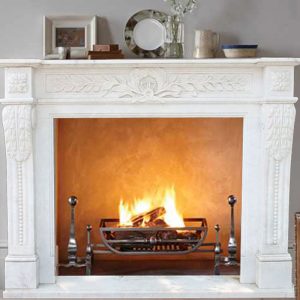 high quality Hand Carved White Marble Fireplace Mantel