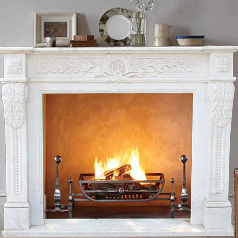 Hand Carved White Marble Fireplace Mantel from Factory Supply MOKK-769