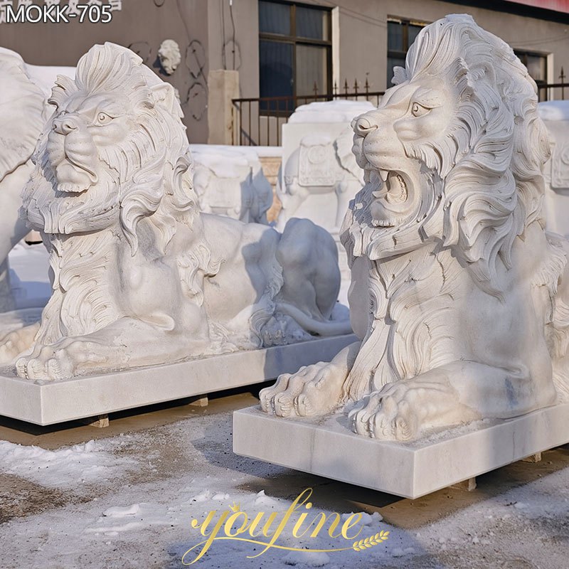 Porch Decoration Marble Animal Lion Statue China Supplier MOKK-705