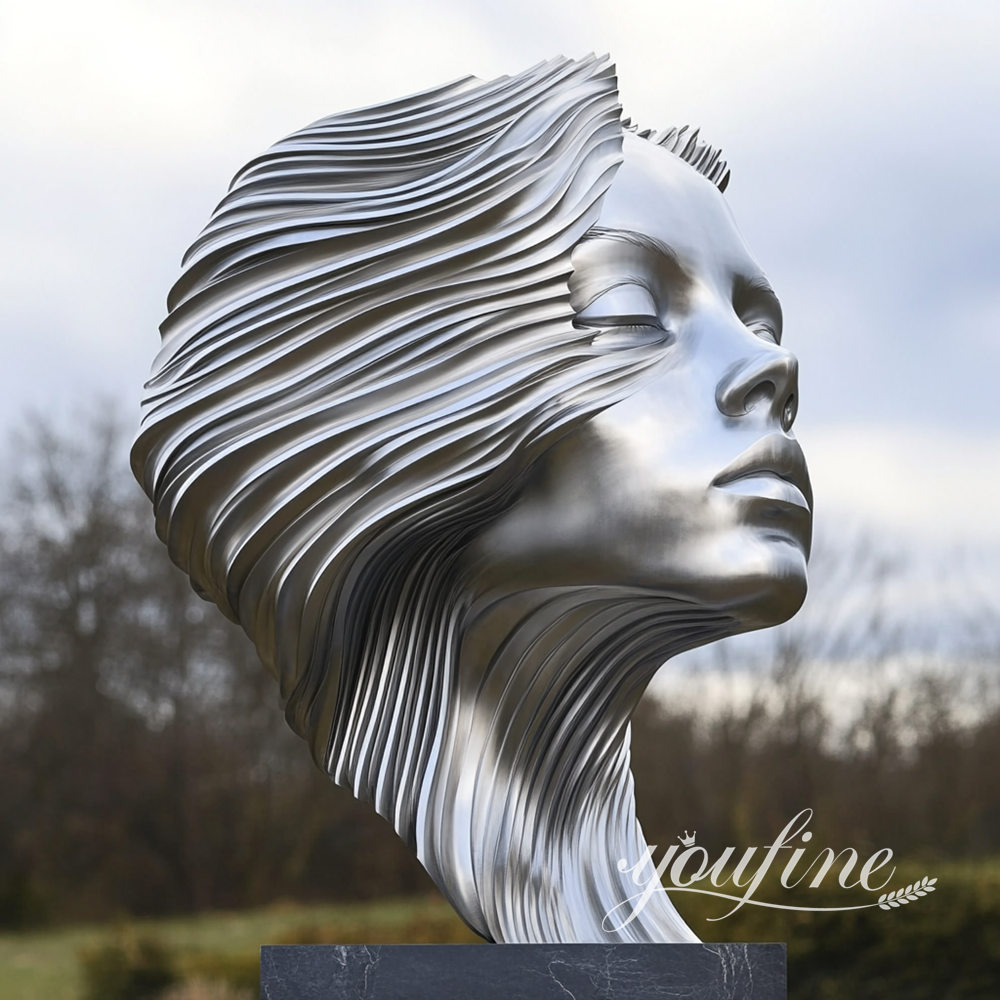 outdoor ornament beautiful stainless steel head sculpture