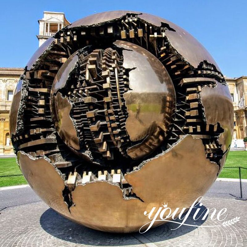 Large Stainless Steel Sphere within Sphere Sculpture by Arnaldo Pomodoro for Sale BOKK-892