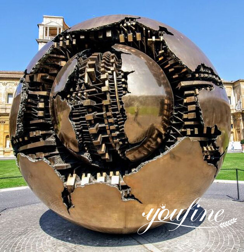 Large Stainless Steel Sphere within Sphere Sculpture by Arnaldo Pomodoro for Sale BOKK-892