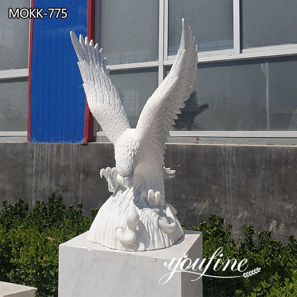 Hand Carved Life Size Marble Eagle Sculpture