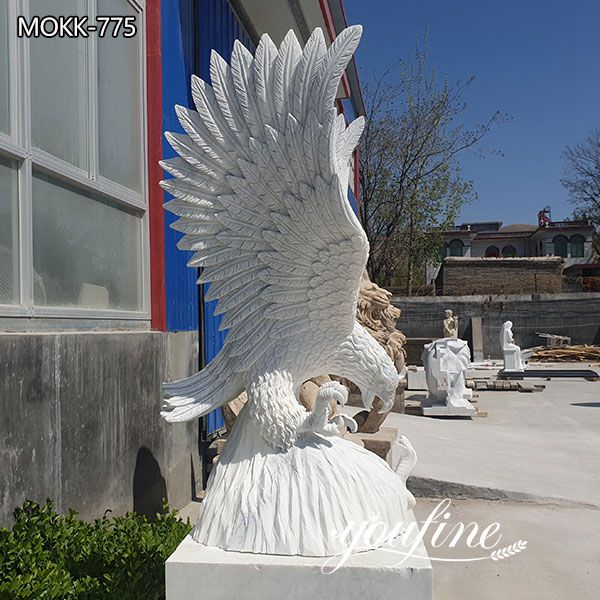 Completed Life Size Marble Eagle Sculpture for Garen Decor