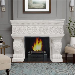 hand carved White Regency Marble Fireplace