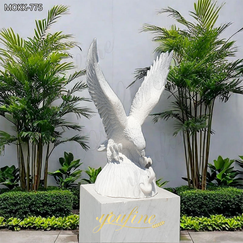 Hand Carved Life Size Marble Eagle Sculpture for Sale MOKK-775