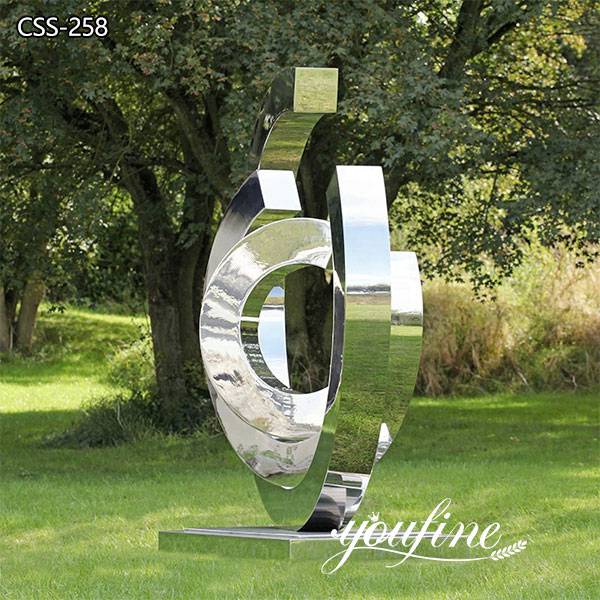 Mirror Stainless Steel Ring Sculpture Urban Landscape Decor