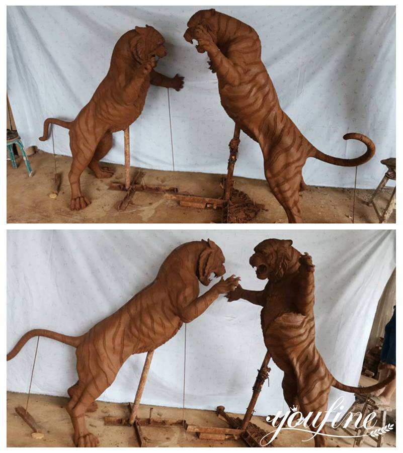 Life Size Bronze Tiger Statues for Home Garden Decor for US Client