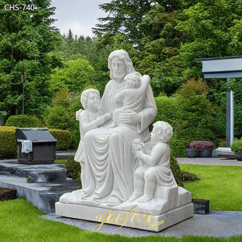 jesus with children marble statue