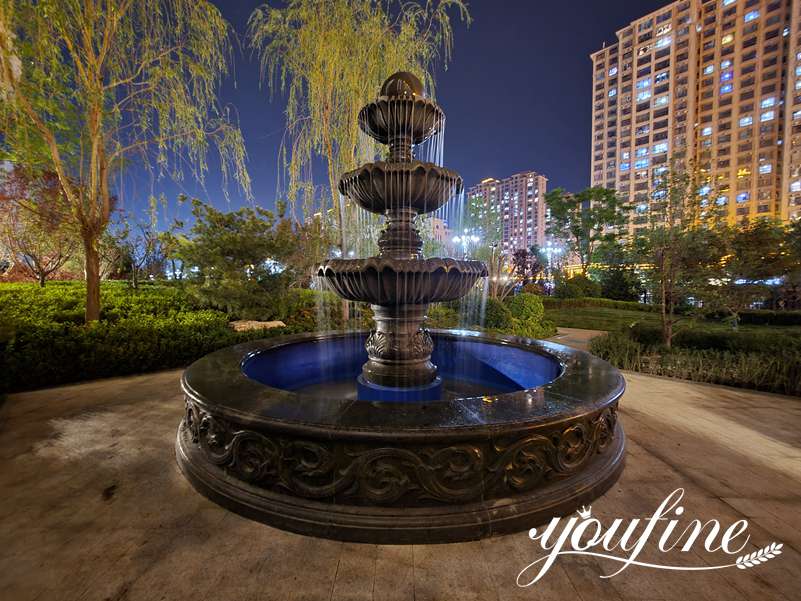 Large Black Marble Three Tiered Fountains