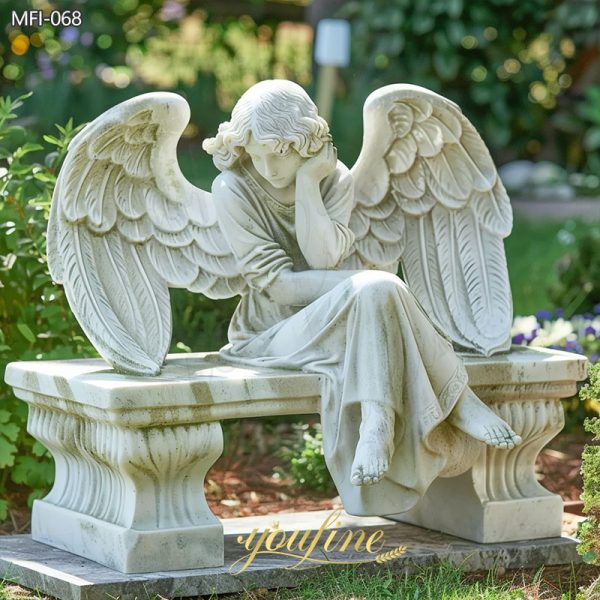 Marble Weeping Angel Statue for Garden