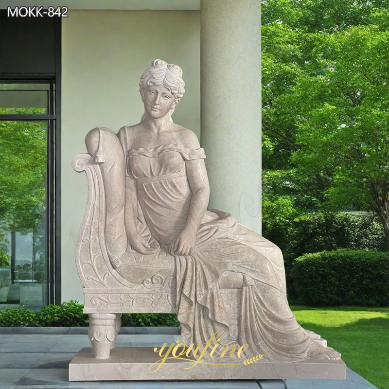 Paired Marble Sitting Woman Statues Outdoor Garden for Sale MOKK-842