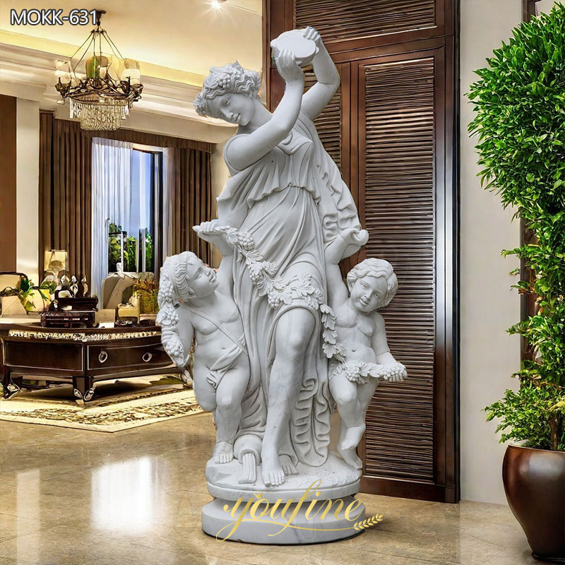 Hand Carved White Marble Woman with Child Statue for Sale MOKK-631