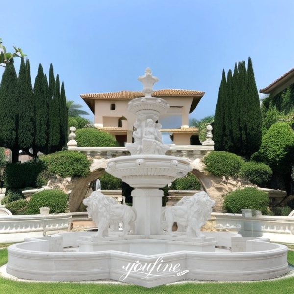 Tiered Marble Water Lion Fountain Outdoor Garden Decoration for Sale MOKK-729