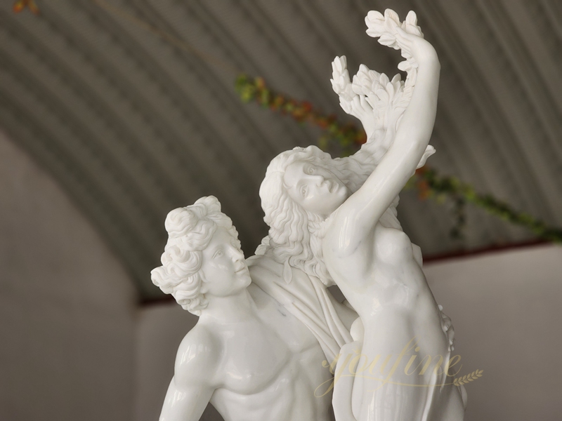 hand carved Famous Life Size Apollo and Daphne natural white Marble Garden Statue for Sale