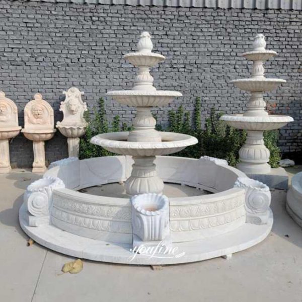 White Tiered Marble Water Fountain