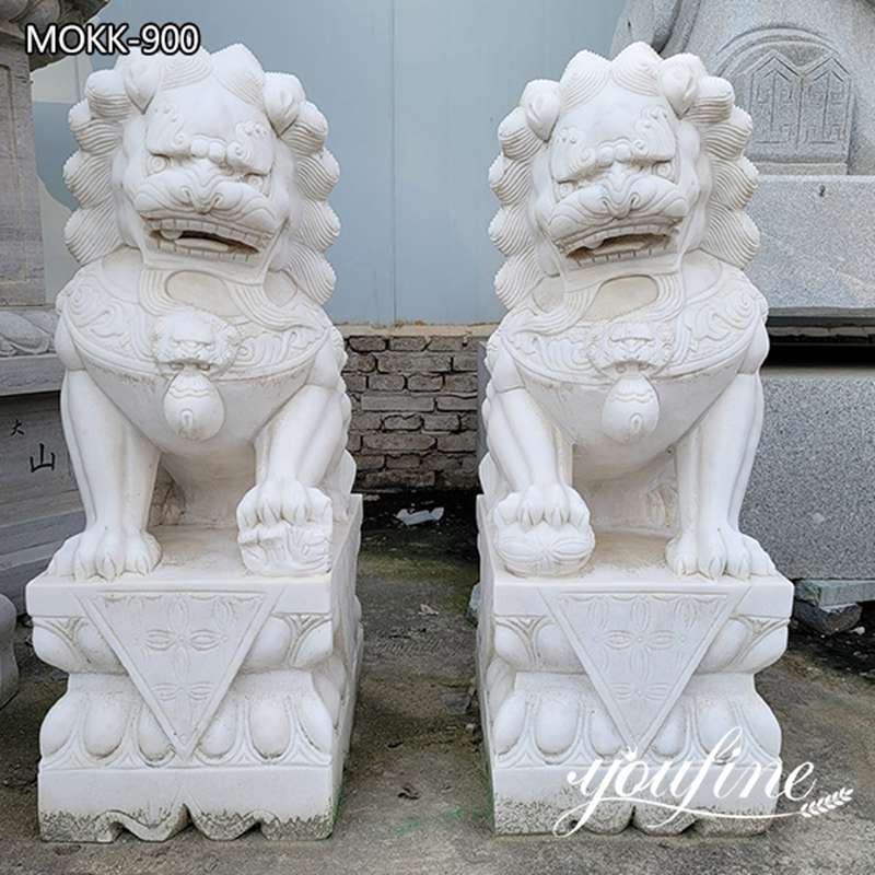 White Marble Chinese Foo Dog Garden Ornaments Factory Supply MOKK-900 (1)