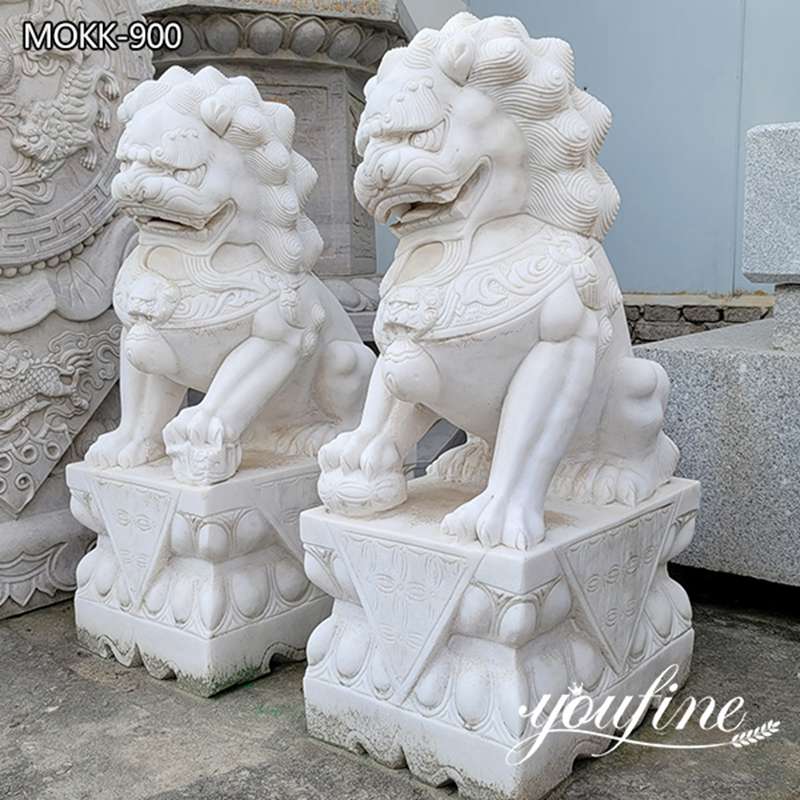 White Marble Chinese Foo Dog Garden Ornaments Factory Supply MOKK-900 (2)