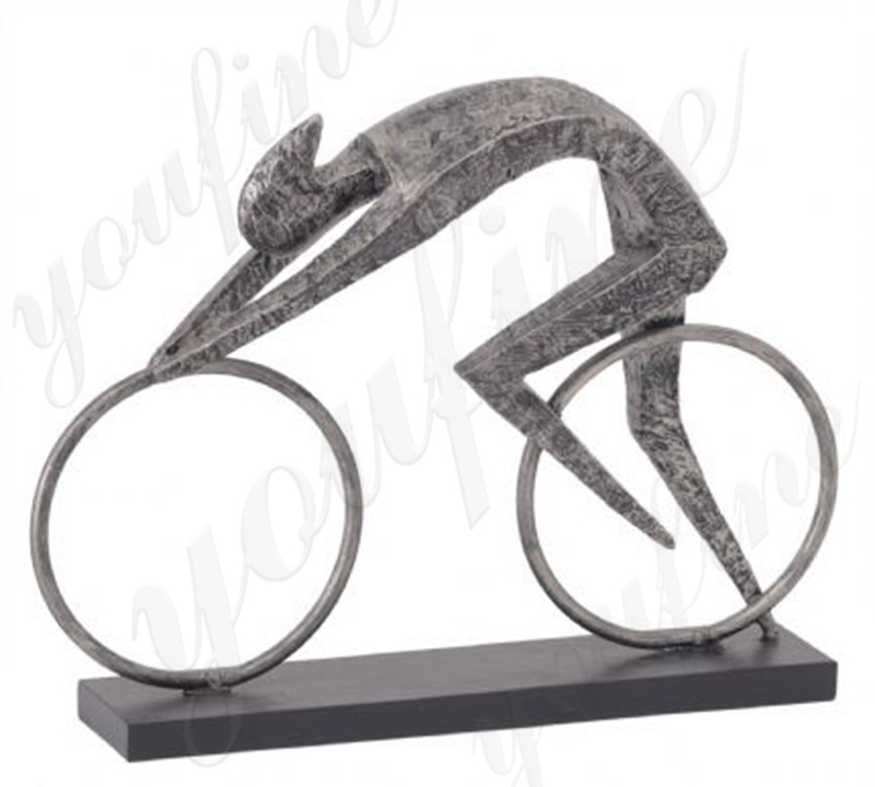 Life Size Outdoor Bronze Abstract Cyclist Sculpture Garden Decor For sale BOKK-954 (2)