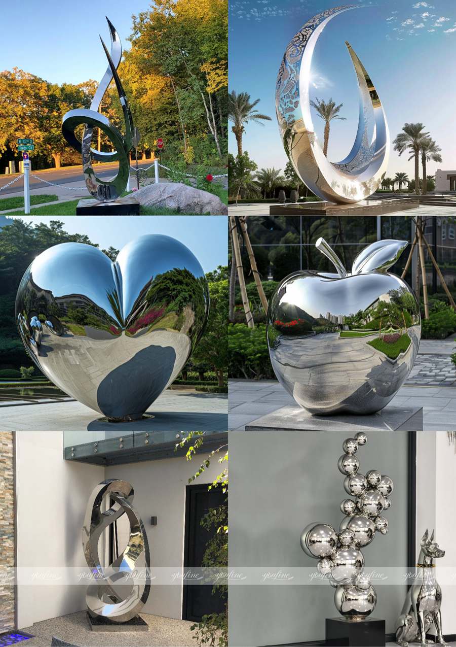 mirror polished stainless steel sculptures