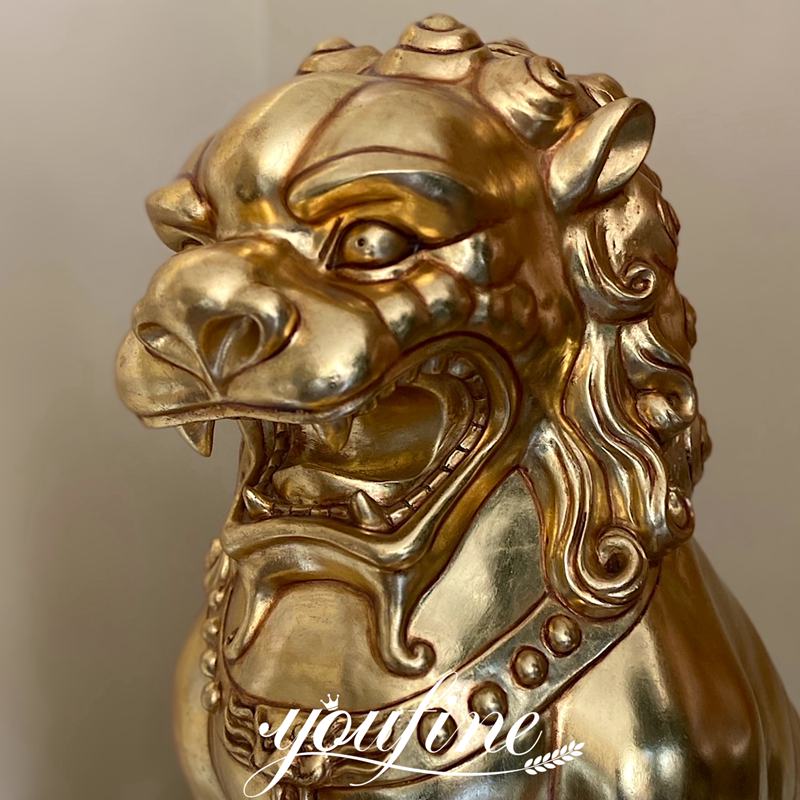 Bronze Gold Lion Statue Foo Dogs Chinese Imperial Mansion Palace Guardian  BOK1-119 - YouFine Sculpture