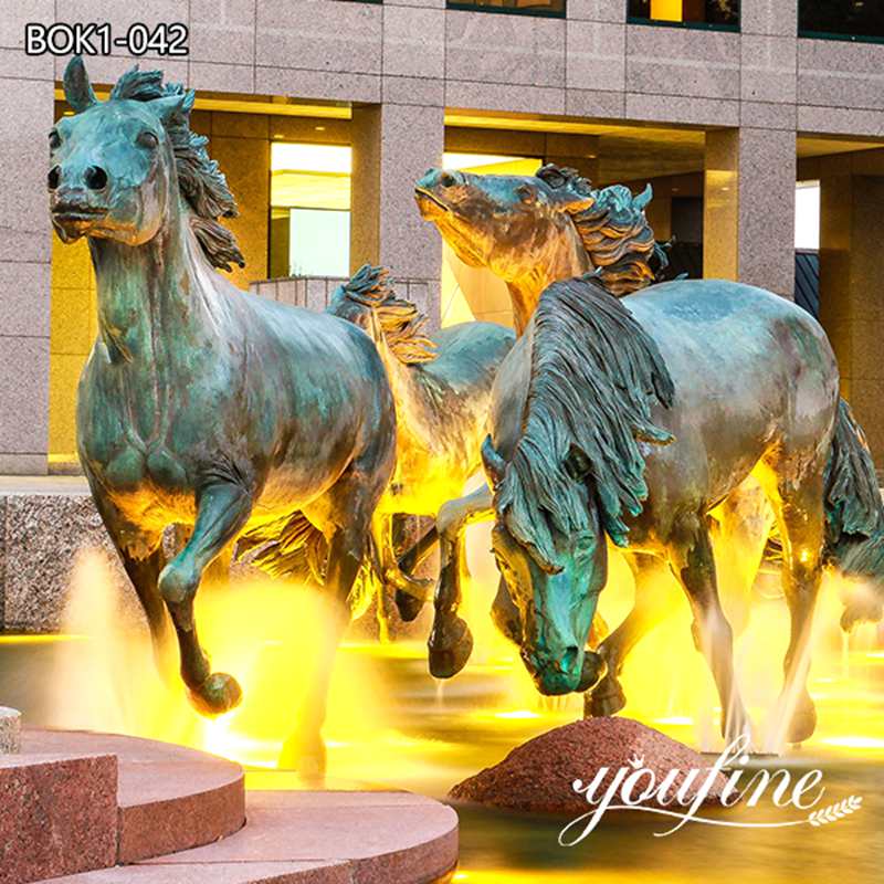 Garden Running Horse Group Statue Water Fountain-YouFine