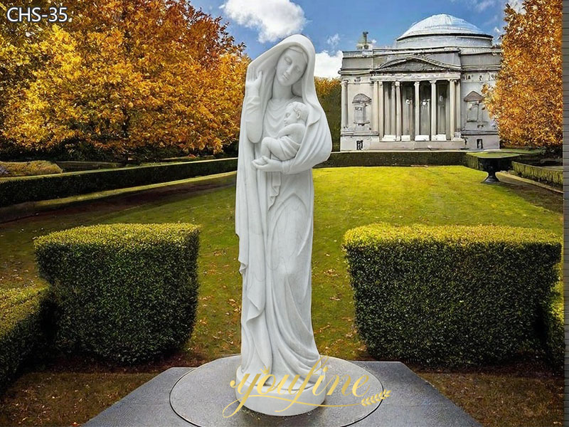 Outdoor Large Mary and Baby Jesus Marble Statue