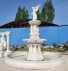 Large Tiered Marble Angel Fountain Garden Decor-YouFine