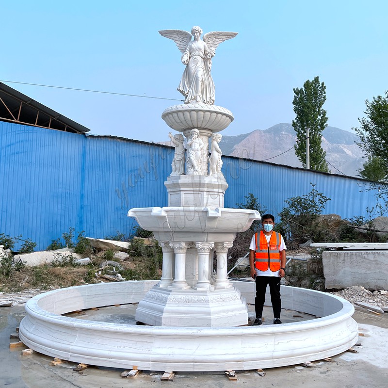 Marble Lifesize angel water garden fountain