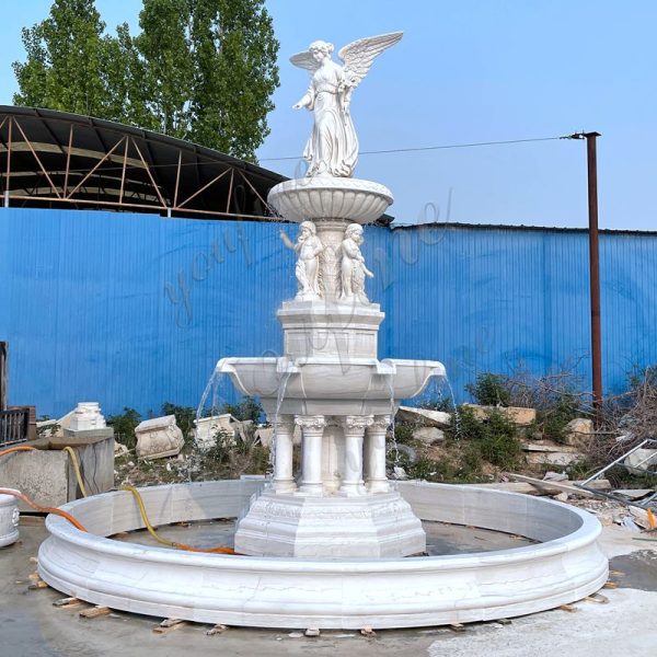 Marble angel garden fountain statue