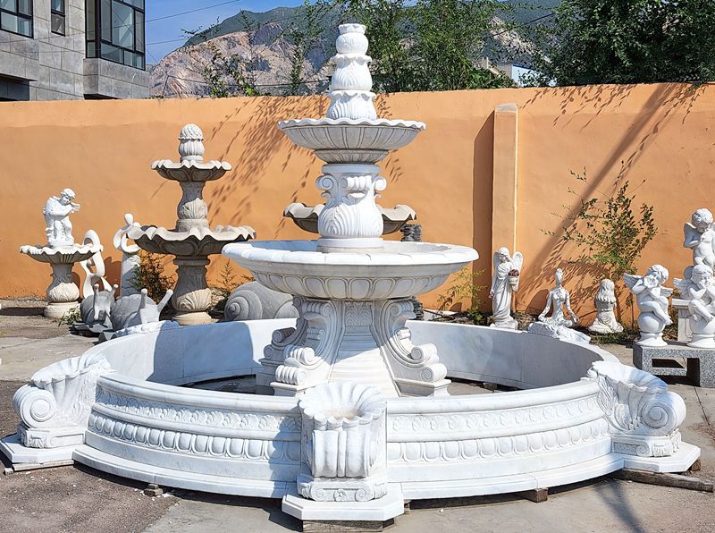 Tiered garden marble fountain