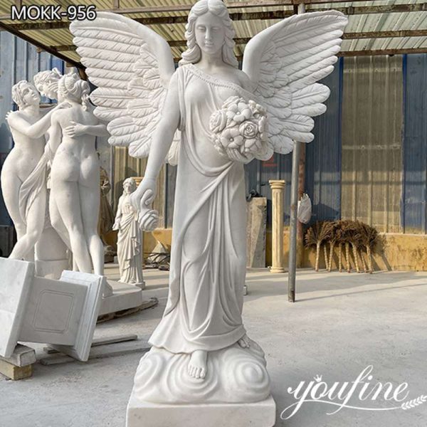 Life Size white natural marble Angel Statue