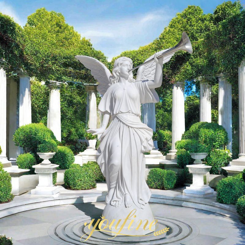 Marble Angels with Trumpet Statue