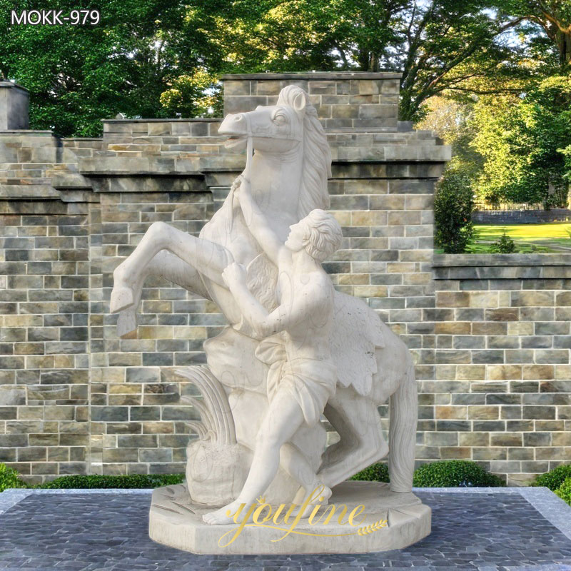 White Marble Marly Horses Louvre for Sale MOKK-979