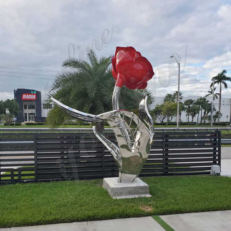 Stainless steel rose sculpture - YouFine Sculpture