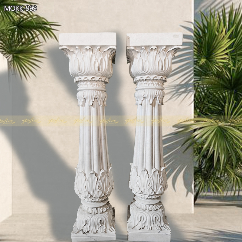 Hand Carved Exquisite White Marble Column MOKK-999