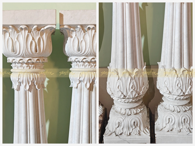 Hand Carved Exquisite White Marble Column Building Decor for Sale MOKK-999