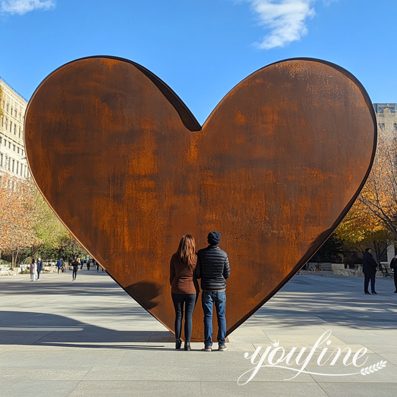 giant corten steel heart shape sculpture