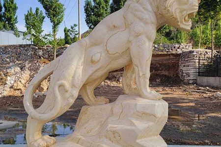 Natural Beige Marble Panther Statue Garden Decor for Sale MOKK-997-YouFine  Sculpture