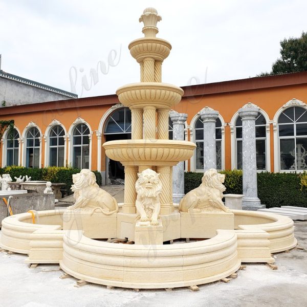 large marble lion statue fountain