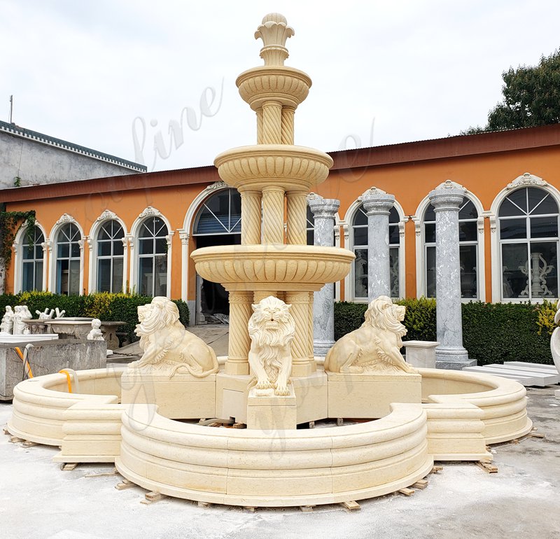 large marble lion statue fountain