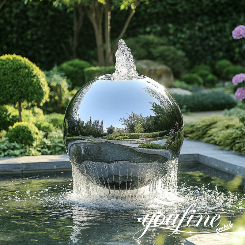 Modern High Polished Stainless Steel Ball Fountain For Sale CSS-835