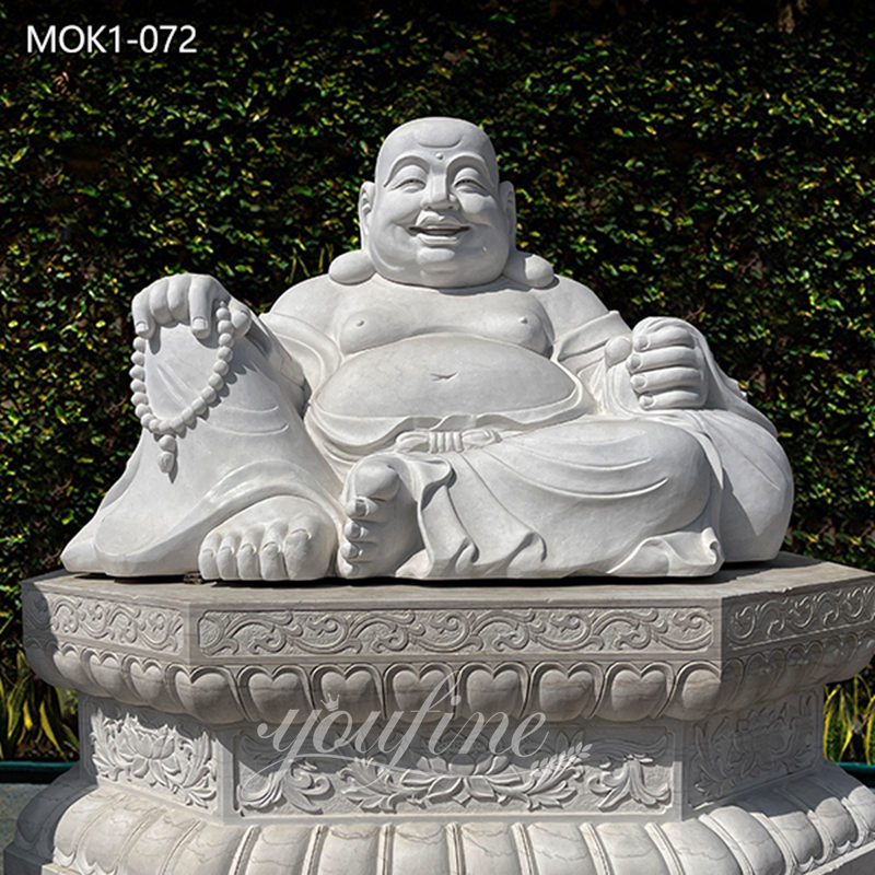 White Marble Laughing Buddha Good Statue - MOK1-072 Luck Sculpture Home YouFine for