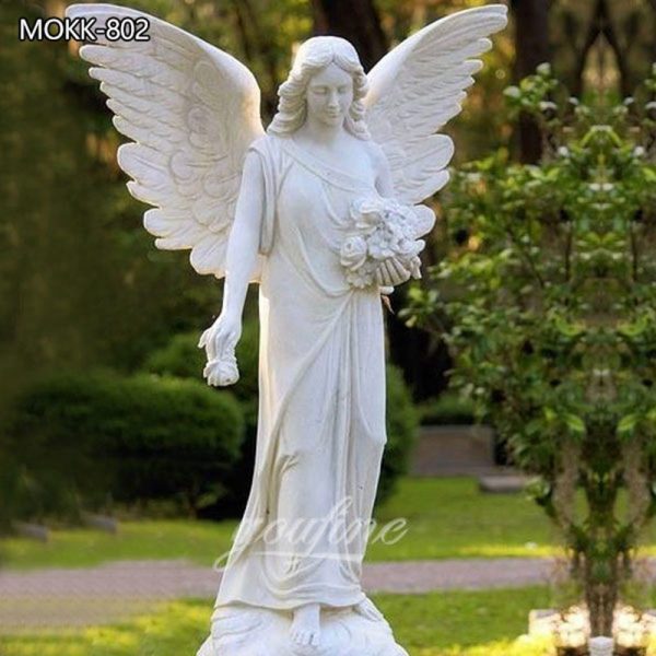 Outdoor Garden White Marble Angel Statue for Sale MOKK-802