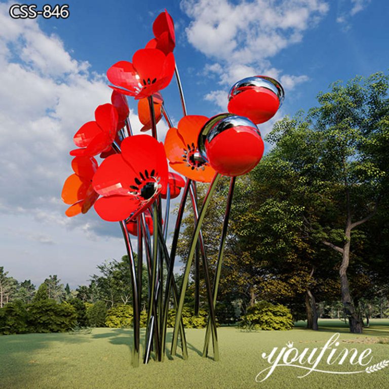 Large Metal Flower Sculpture Red Garden Decor for Sale CSS-849 - YouFine